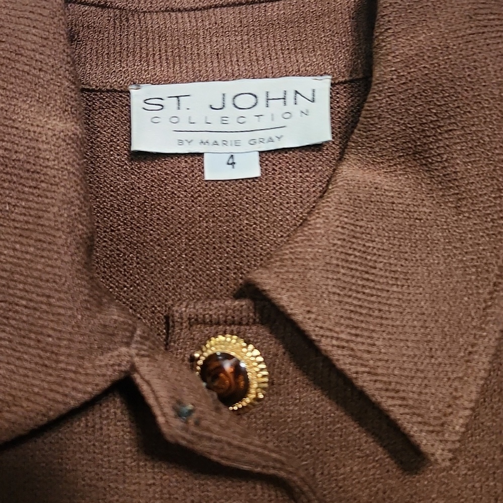 St. John Vintage Chocolate Brown Button-Front Midi Dress - Picture 3 of 10
